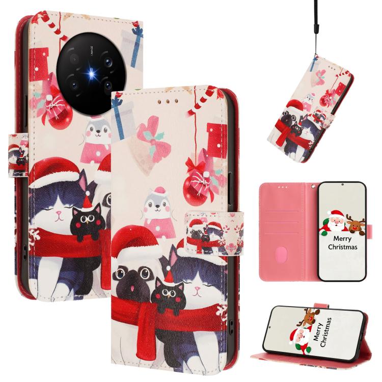 Christmas Series Buckle Leather Phone Case with Hand Strap, For Huawei Mate 70 Air