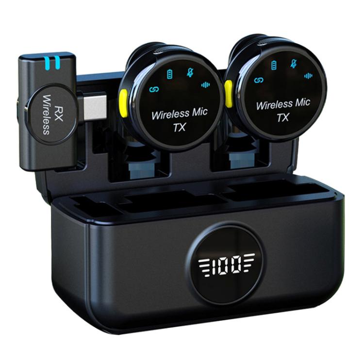 S5 2 in 1 Mini Magnetic Clip Wireless Microphone with Charging Case, Type-C Plug, 8 Pin Plug