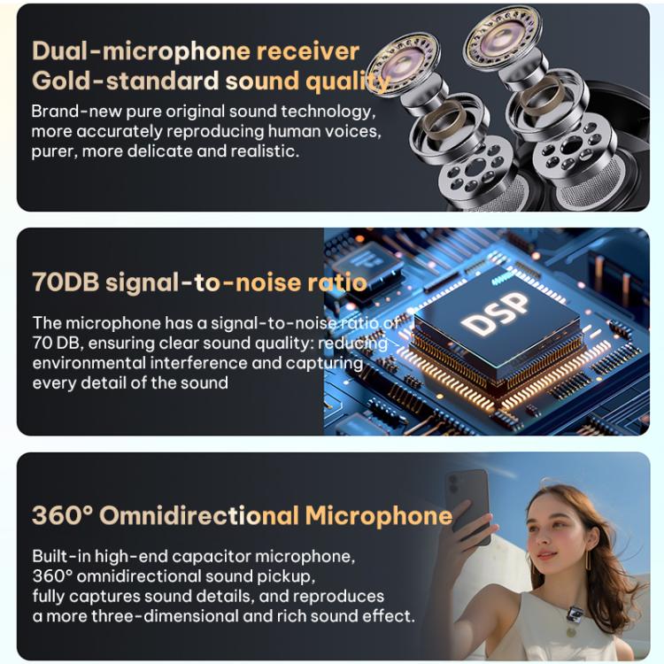 Q9 2 in 1 Lavalier Wireless ENC Microphone, Type-C Plug, 8 Pin Plug