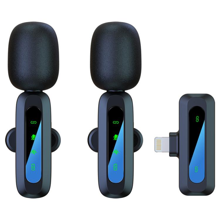 J3 2 in 1 Lavalier Wireless Microphone Noise Reduction Mini Mic, 2 Mics + Type-C Plug, 2 Mics + 8 Pin Plug