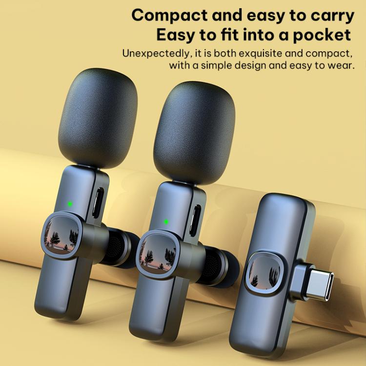 J1 Lavalier Wireless Microphone Noise Reduction Mini Mic, 1 Mic + Type-C Plug, 1 Mic + 8 Pin Plug