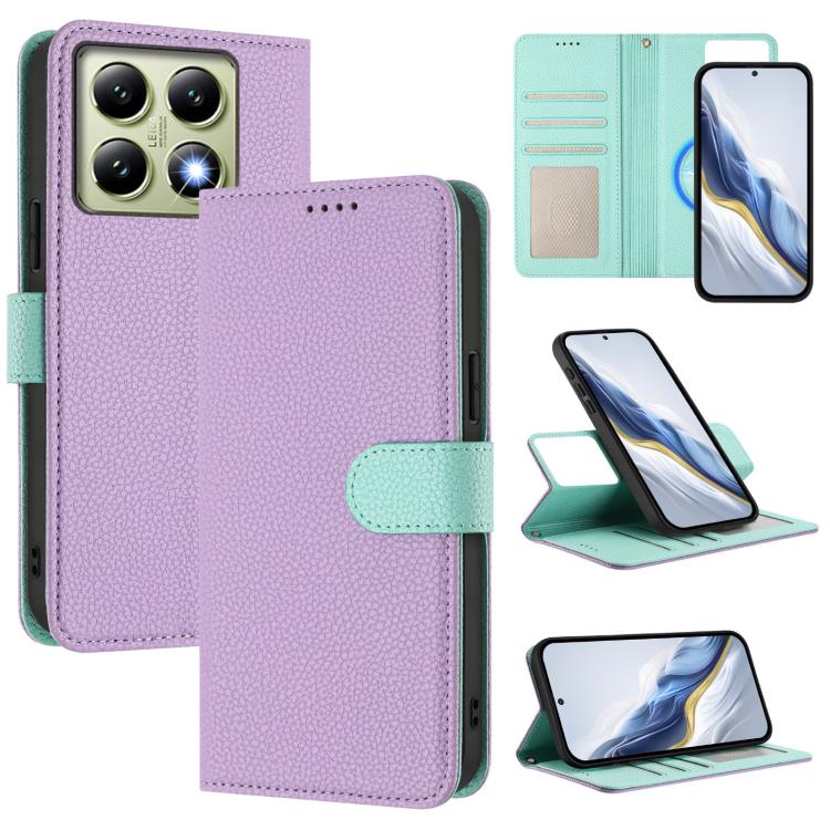 Detachable Litchi Texture Magnetic Vegan Leather Phone Case, For Xiaomi 15 Pro, For Xiaomi 15, For Xiaomi 14T Pro, For Xiaomi 14T, For Xiaomi 14 Ultra