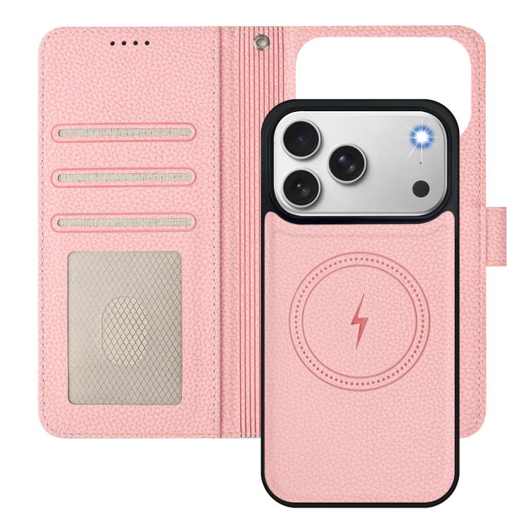 Detachable Litchi Texture Magnetic Side-Patch Vegan Leather Phone Case, For iPhone 18 Pro / 17 Pro, For iPhone 18 Pro Max / 17 Pro Max, For iPhone 17, For iPhone Air, For iPhone 16 Pro Max, For iPhone 16 Pro, For iPhone 16 Plus, For iPhone 16