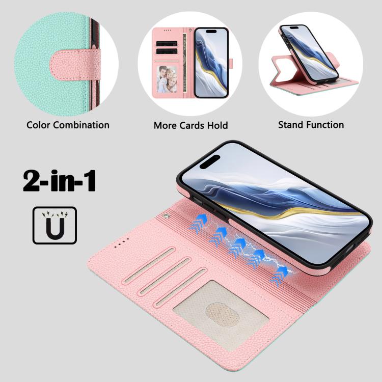 Detachable Litchi Texture Magnetic Side-Patch Vegan Leather Phone Case, For iPhone 18 Pro / 17 Pro, For iPhone 18 Pro Max / 17 Pro Max, For iPhone 17, For iPhone Air, For iPhone 16 Pro Max, For iPhone 16 Pro, For iPhone 16 Plus, For iPhone 16