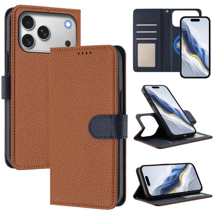 Detachable Litchi Texture Magnetic Side-Patch Vegan Leather Phone Case, For iPhone 18 Pro / 17 Pro, For iPhone 18 Pro Max / 17 Pro Max, For iPhone 17, For iPhone Air, For iPhone 16 Pro Max, For iPhone 16 Pro, For iPhone 16 Plus, For iPhone 16