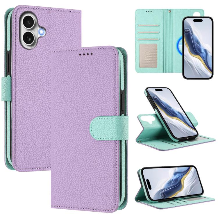 Detachable Litchi Texture Magnetic Side-Patch Vegan Leather Phone Case, For iPhone 18 Pro / 17 Pro, For iPhone 18 Pro Max / 17 Pro Max, For iPhone 17, For iPhone Air, For iPhone 16 Pro Max, For iPhone 16 Pro, For iPhone 16 Plus, For iPhone 16