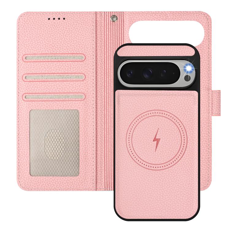 Detachable Litchi Texture Magnetic Side-Patch Vegan Leather Phone Case, For Google Pixel 10 Pro XL, For Google Pixel 10 / 10 Pro, For Google Pixel 9 Pro XL, For Google Pixel 9 / 9 Pro, For Google Pixel 8 Pro, For Google Pixel 8
