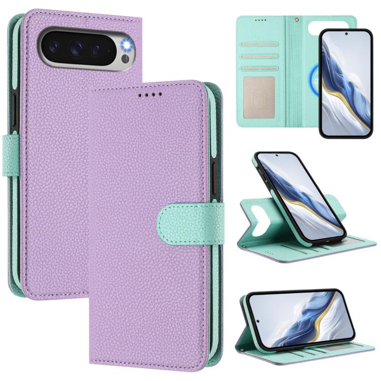Detachable Litchi Texture Magnetic Side-Patch Vegan Leather Phone Case, For Google Pixel 10 Pro XL, For Google Pixel 10 / 10 Pro, For Google Pixel 9 Pro XL, For Google Pixel 9 / 9 Pro, For Google Pixel 8 Pro, For Google Pixel 8