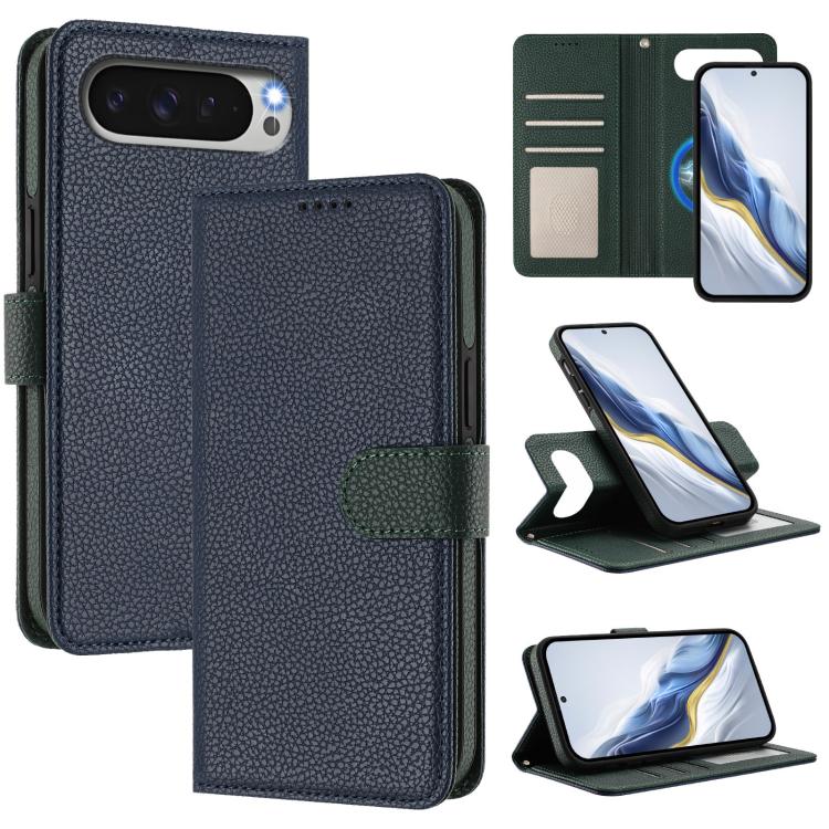 Detachable Litchi Texture Magnetic Side-Patch Vegan Leather Phone Case, For Google Pixel 10 Pro XL, For Google Pixel 10 / 10 Pro, For Google Pixel 9 Pro XL, For Google Pixel 9 / 9 Pro, For Google Pixel 8 Pro, For Google Pixel 8