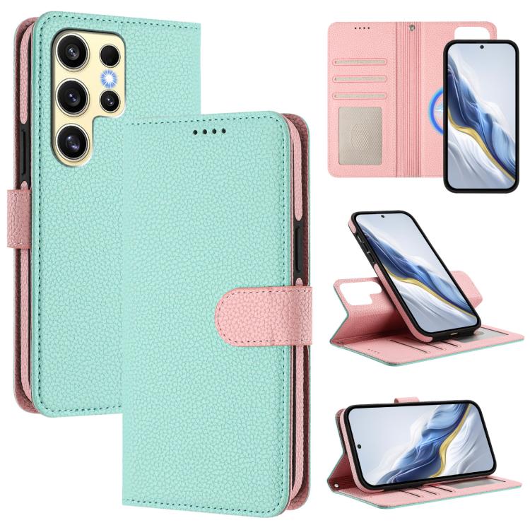 Detachable Litchi Texture Magnetic Side-Patch Vegan Leather Phone Case, For Samsung Galaxy S25 5G, For Samsung Galaxy S25+ 5G, For Samsung Galaxy S25 Ultra 5G, For Samsung Galaxy S24 FE 5G, For Samsung Galaxy S24 Ultra 5G, For Samsung Galaxy S24+ 5G   ...