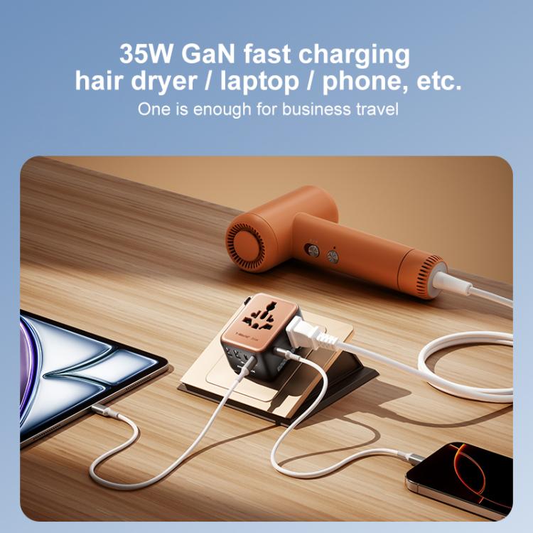 MOMAX 1-World UA27 PD 35W Dual AC GaN Fast Charger, UA27