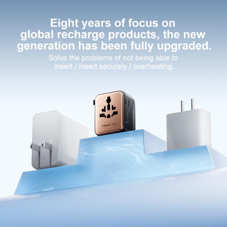 MOMAX 1-World UA27 PD 35W Dual AC GaN Fast Charger, UA27