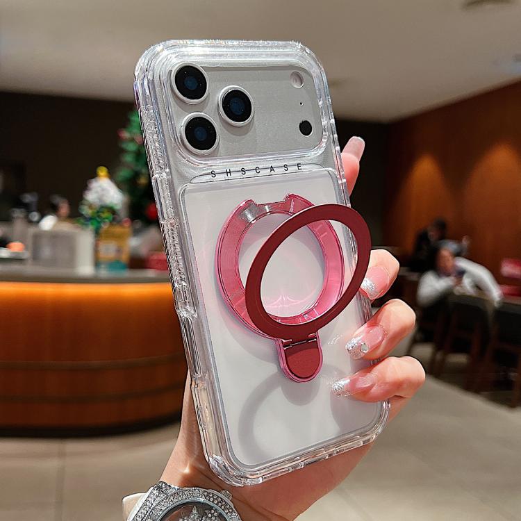 Transparent Pivot Metal Holder Magnetic Phone Case, For iPhone 18 Pro / 17 Pro, For iPhone 18 Pro Max / 17 Pro Max