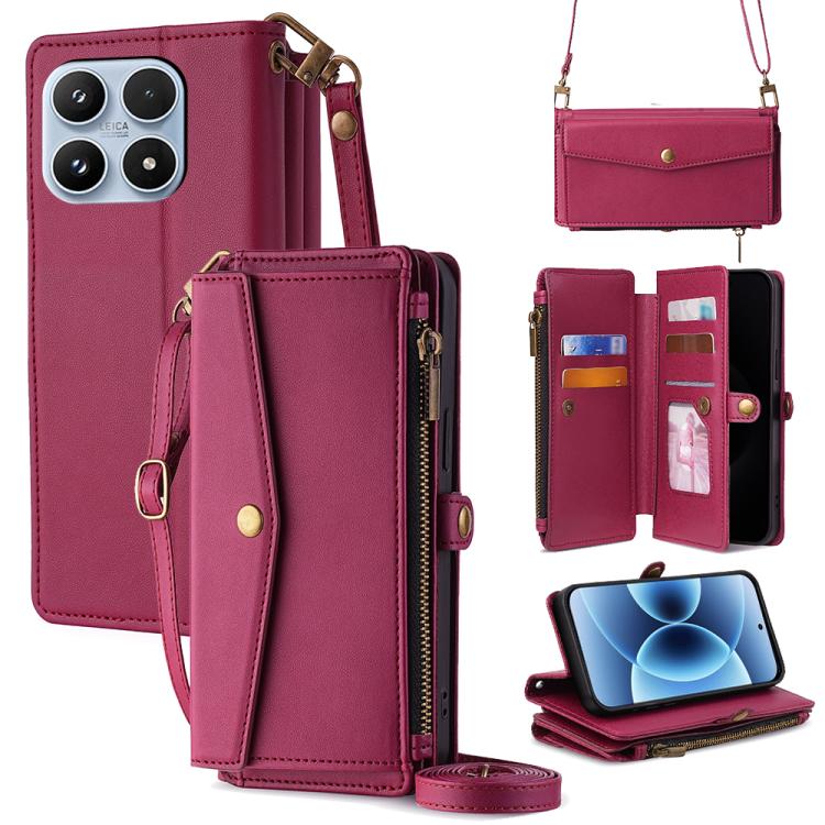 Zipper Wallet Side Buckle Crossbody Lanyard Leather Phone Case, For Xiaomi 17 Ultra, For Xiaomi 17 Pro Max, For Xiaomi 17 Pro, For Xiaomi 17