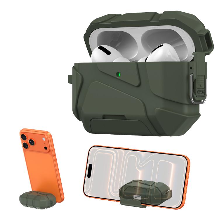 XDcase Football-style Security Lock TPU Earbud Case with Hook & Holder, For AirPods Pro 3, For AirPods 4, For AirPods Pro 2 / 1
