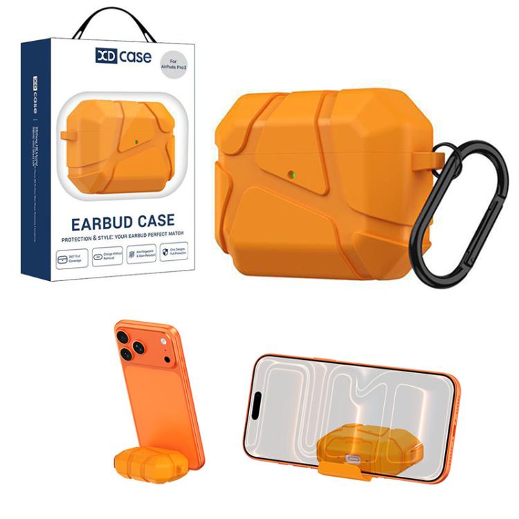 XDcase Football-style Security Lock TPU Earbud Case with Hook & Holder, For AirPods Pro 3, For AirPods 4, For AirPods Pro 2 / 1