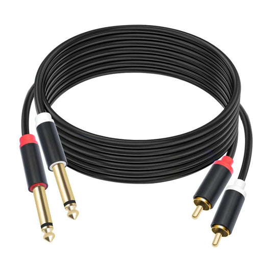 2 RCA to 2x6.35mm Male Mixing Consoles Audio Connection Cables, 1.5m, 3m, 5m