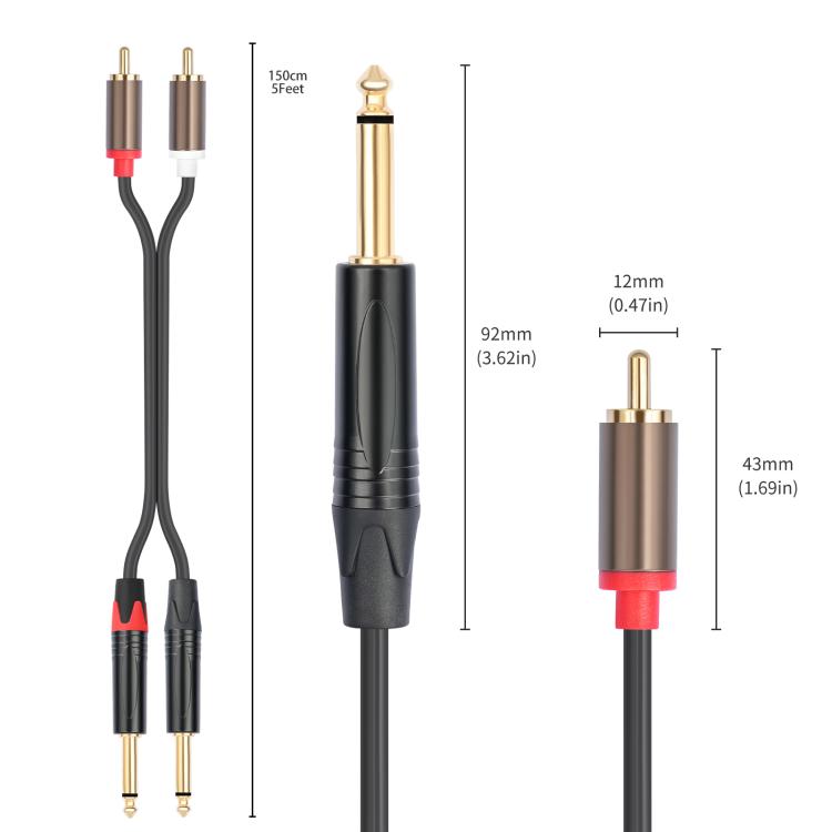 2 RCA Male to 2 XLR Female Audio Cables, 1.5m, 3m, 5m, 6m