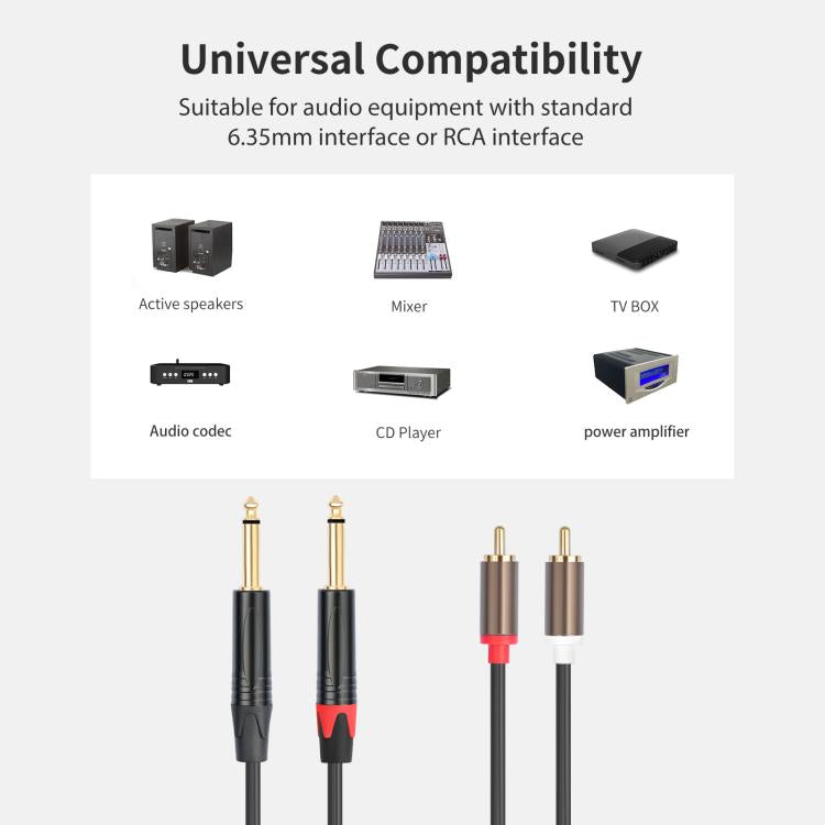 2 RCA Male to 2 XLR Female Audio Cables, 1.5m, 3m, 5m, 6m