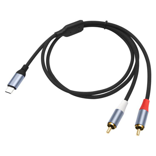 24-bit Type-C to Dual RCA Male Audio Decoding Cable, 1m, 2m, 3m