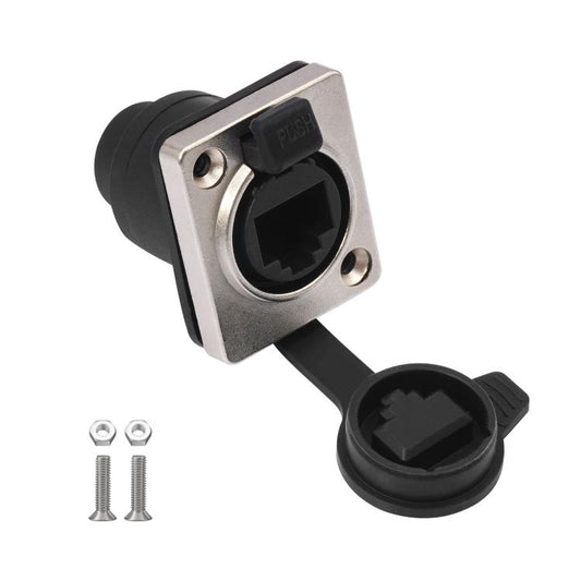 ETH6L RJ45 D-Type Female to Female Signal Panel Waterproof Ethernet LAN Connector, ETH6L