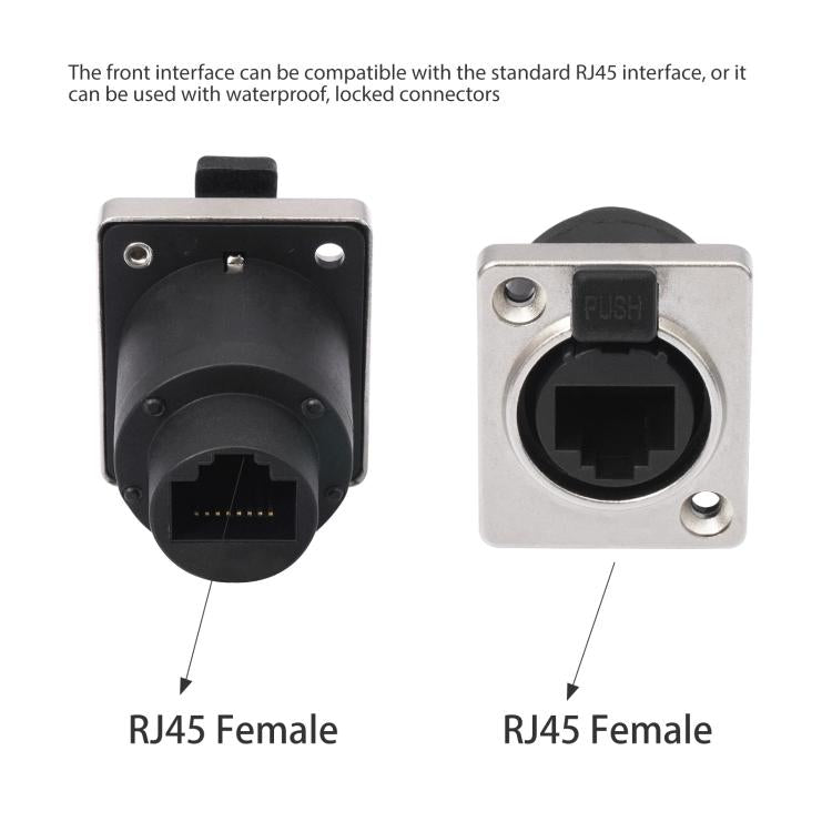 ETH6L RJ45 D-Type Female to Female Signal Panel Waterproof Ethernet LAN Connector, ETH6L
