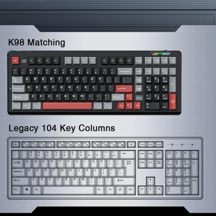 LINGBAO K98 101 Keys Triple-mode Wireless Game Keyboard, Black Pink-Grey Wood Axis V4-Korean, Blue-Grey Wood Axis V4-Korean, Black Red-Grey Wood Axis V3-Korean, Black Red-Grey Wood Axis V3-Russian, Blue-Grey Wood Axis V4-Russian