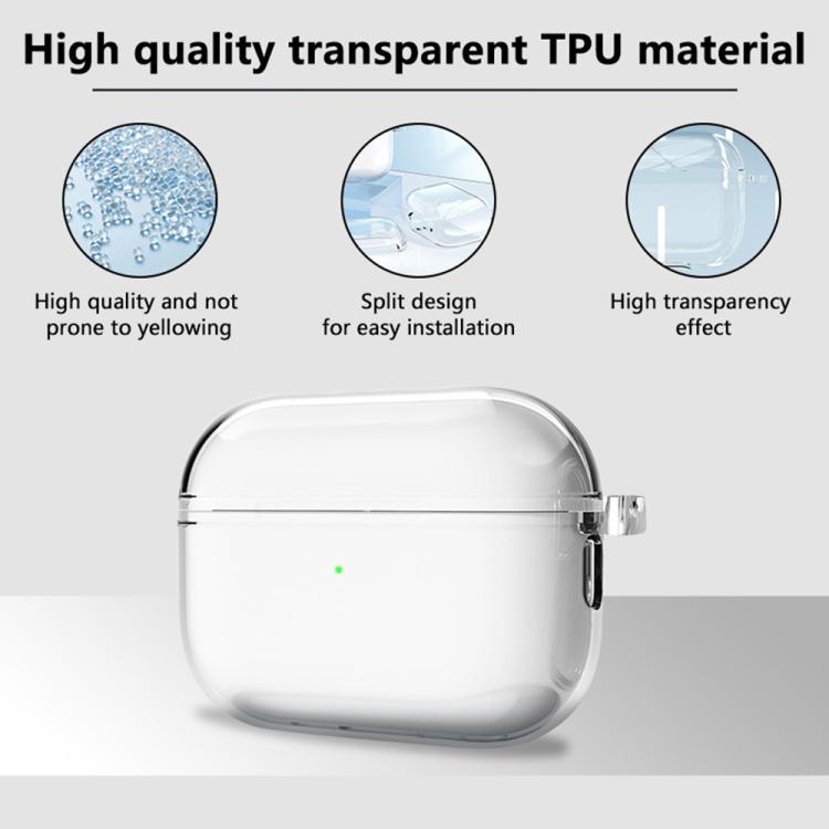 XDcase Transparent TPU Earbud Protective Case with Carabiner, For AirPods 5 / 4, For AirPods Pro 3, For AirPods Pro 2 / 1