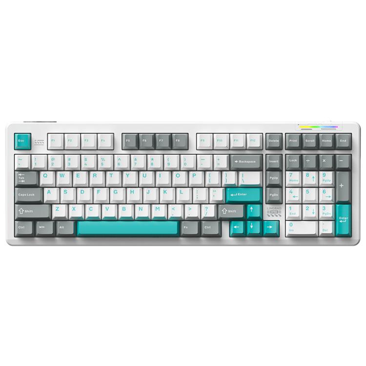LINGBAO K98 101 Keys Triple-mode Wireless Game Keyboard, Black Pink-Flower Field Axis, Black Red-Red Rabbit Axis, Blackberry Powder-Red Rabbit Axis Pro, Blackberry Powder-Glazed Tile Axis, White Purple-Flower Field Axis, Purple-Red Rabbit Axis Pro     ...
