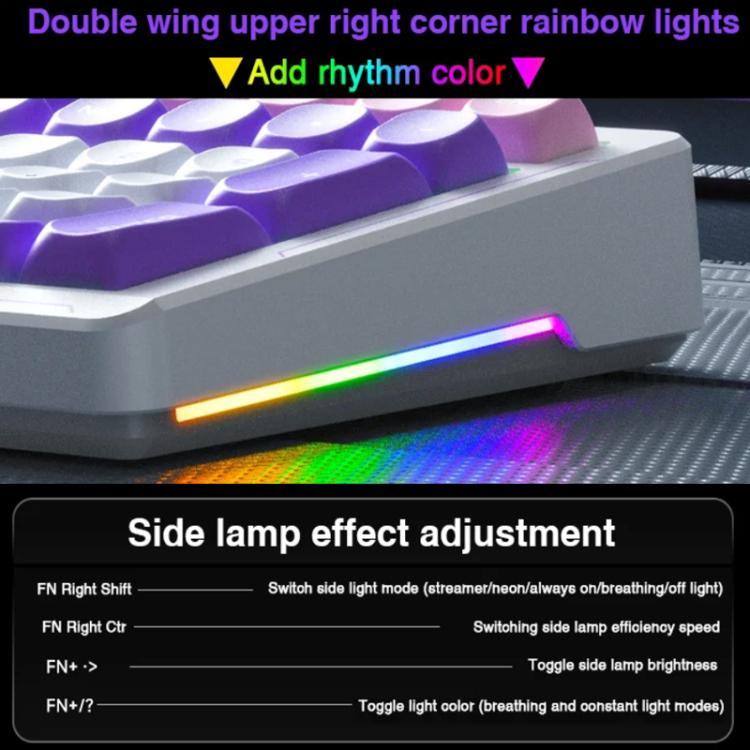 LINGBAO K98 101 Keys Triple-mode Wireless Game Keyboard, Black Pink-Flower Field Axis, Black Red-Red Rabbit Axis, Blackberry Powder-Red Rabbit Axis Pro, Blackberry Powder-Glazed Tile Axis, White Purple-Flower Field Axis, Purple-Red Rabbit Axis Pro     ...