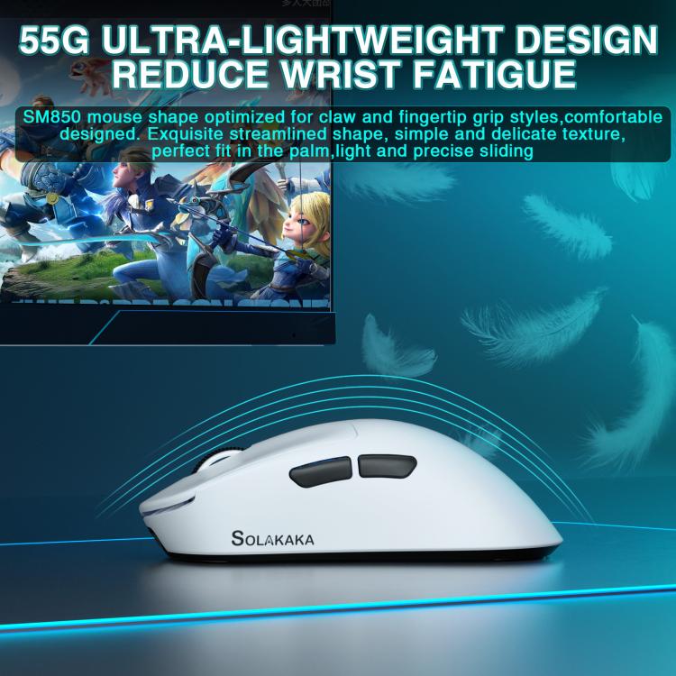 SOLAKAKA SM850 24000DPI 2.4GHz + BT + Wired Tri-mode Wireless Mouse, SM850