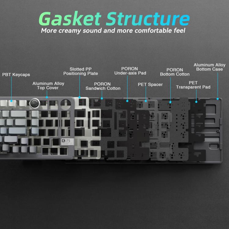 SOLAKAKA Ki75 Tri-mode RGB Side-Legend Wireless Mechanical Keyboard, Seiya Switch