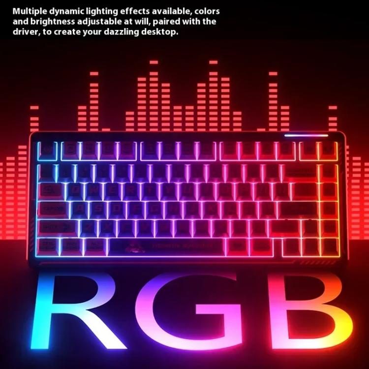 LINGBAO K75 82 Keys Triple-Mode Wireless Mechanical Keyboard, Blue White-Smoky Purple Axis