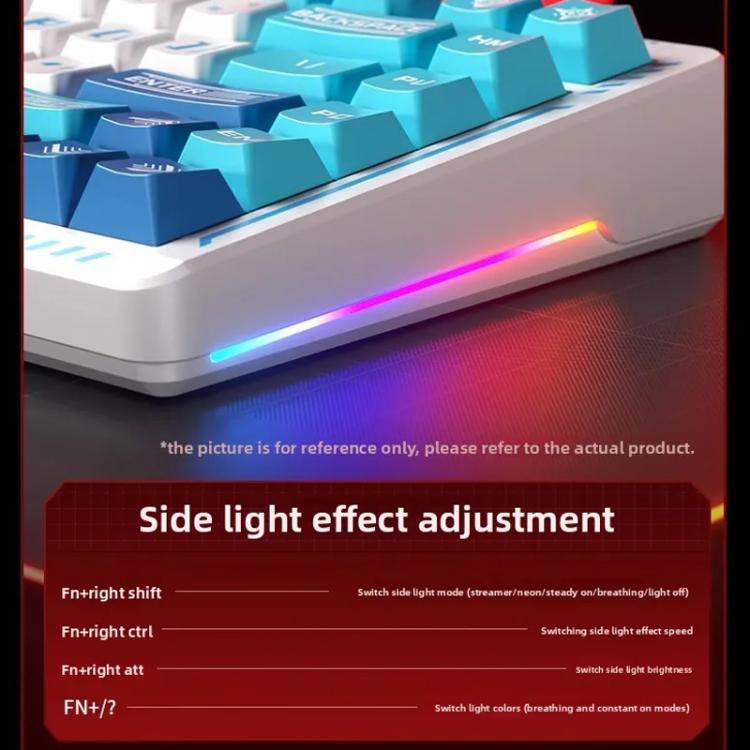 LINGBAO K75 82 Keys Triple-Mode Wireless Mechanical Keyboard, Blue White-Smoky Purple Axis