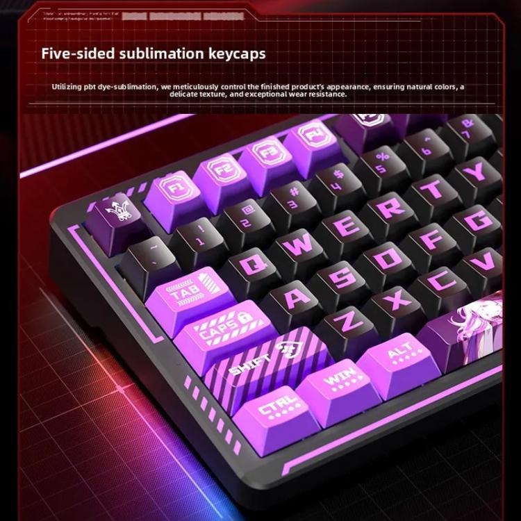 LINGBAO K75 82 Keys Triple-Mode Wireless Mechanical Keyboard, Blue White-Smoky Purple Axis