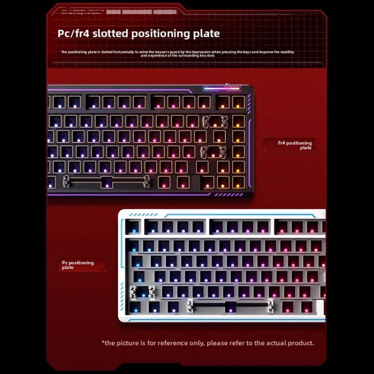 LINGBAO K75 82 Keys Triple-Mode Wireless Mechanical Keyboard, Blue White-Smoky Purple Axis