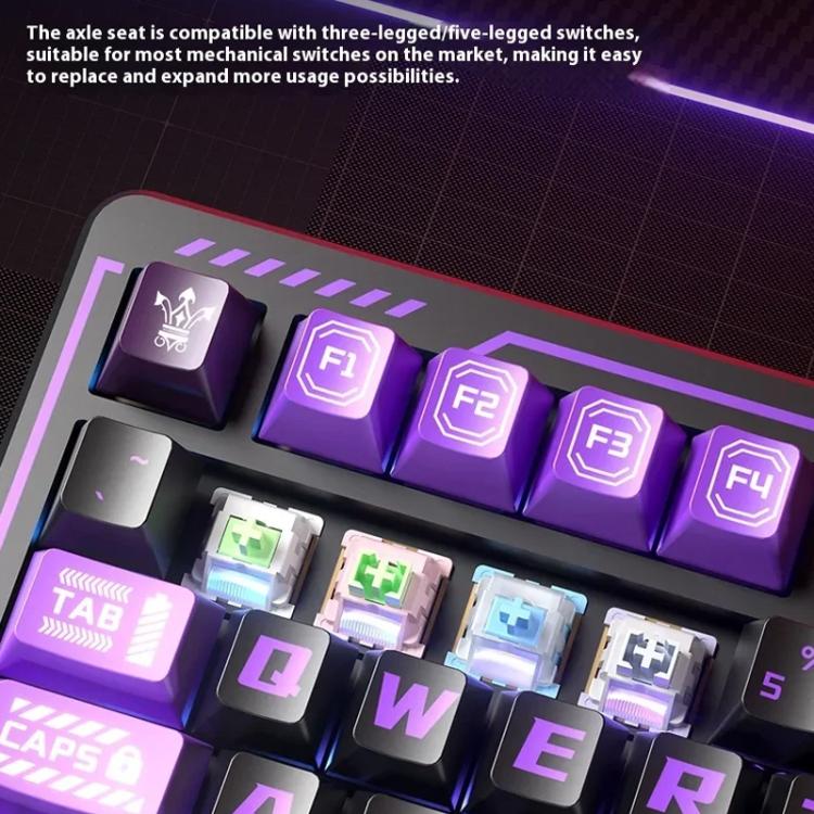 LINGBAO K75 82 Keys Triple-Mode Wireless Mechanical Keyboard, Blue White-Smoky Purple Axis