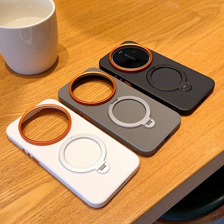 Rotating Holder PC + TPU Vegan Leather Magnetic Phone Case, For Xiaomi 17 Ultra
