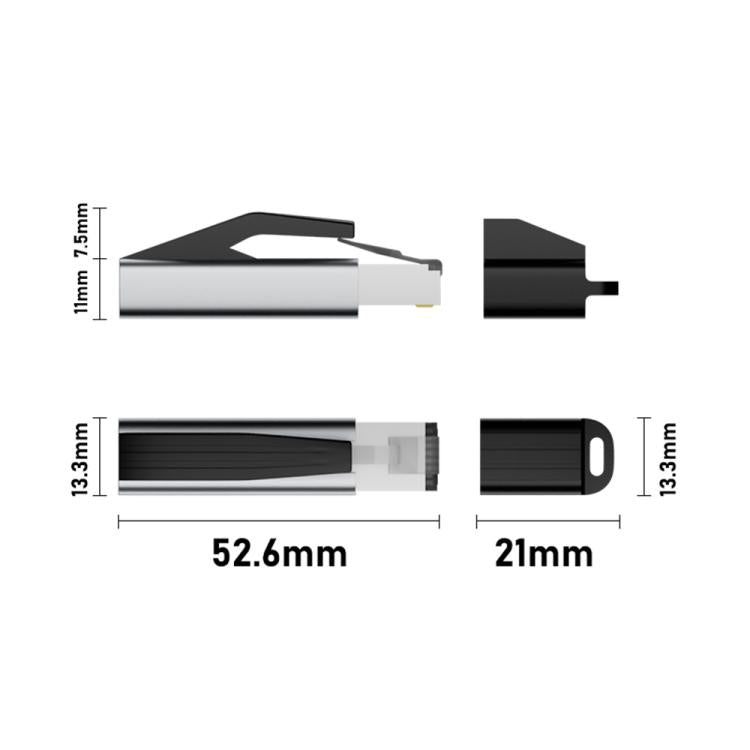 1000Mbps RJ45 to USB-C / Type-C Adapter with Keychain Cap