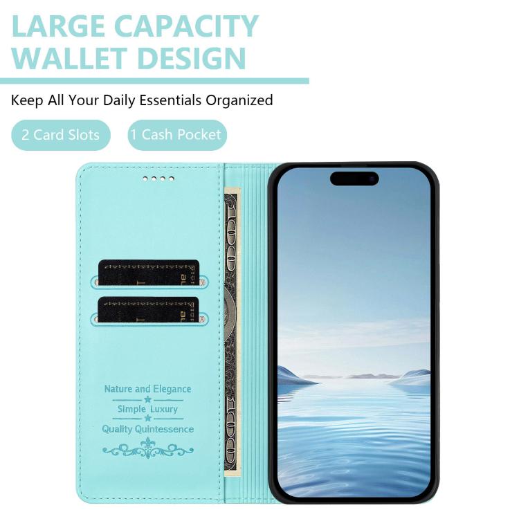 Cute Cats Embossed Magnetic RFID Vegan Leather Phone Case, For iPhone 16, For iPhone 15 Pro Max, For iPhone 15 Pro, For iPhone 15 Plus