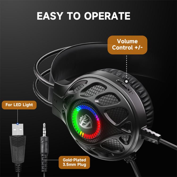 SoulBytes S200 3.5mm USB Wired LED Gaming Headset with Mic, S200