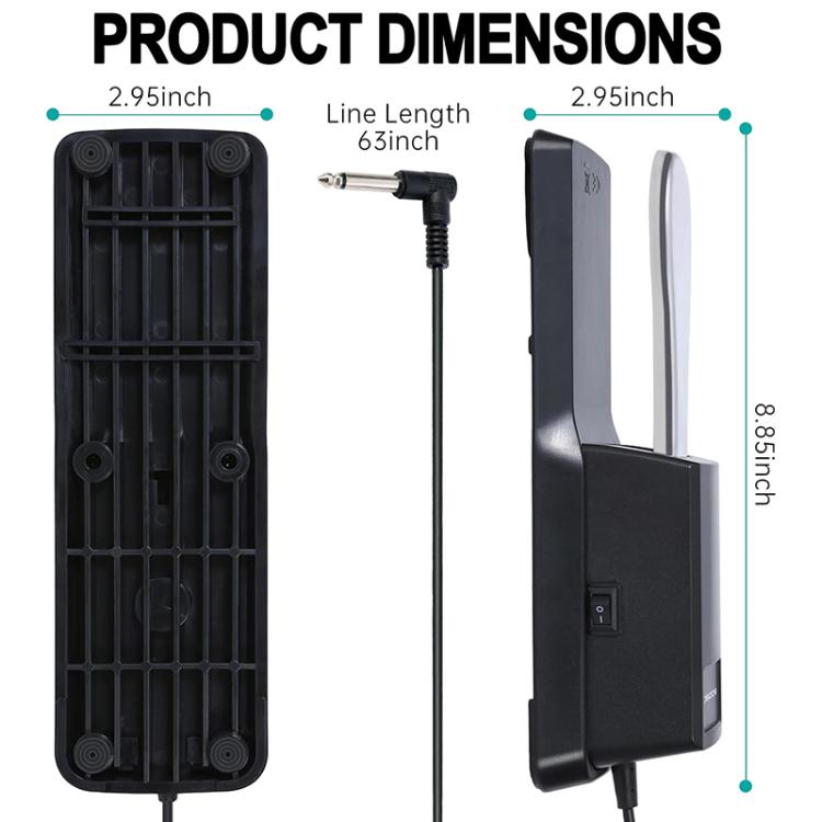 6.35mm Connector Piano Sustain Pedal MIDI Synthesizer Pedal, Cable Length: 1.85m, Cable Length: 1.85m