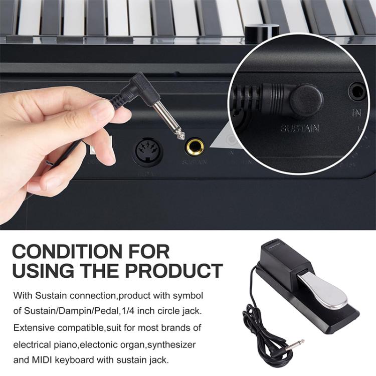 6.35mm Connector Piano Sustain Pedal MIDI Synthesizer Pedal, Cable Length: 1.85m, Cable Length: 1.85m