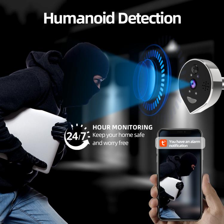 RH-PD7 4.3 inch HD Screen 360 Degree Panoramic Peephole 2.4G Wireless WiFi Video Doorbell, RH-PD7