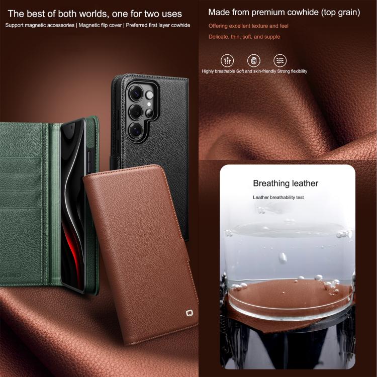 QIALINO Classics 3rd Genuine Leather Phone Case, For Samsung Galaxy S26 Ultra 5G
