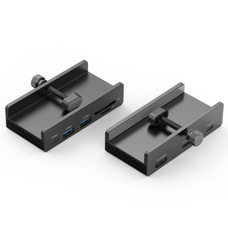 HCL-1071 7-port Type-C 3.2 Clamp Clamp Docking Station HUB with Type-C to Type-C Cable, HCL-1071-BK, HCL-1071-SV