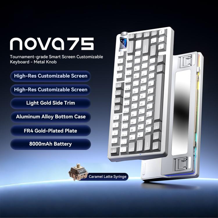 AULA nova75 Smart Display Tri-Mode RGB Customizable Gaming Mechanical Keyboard
