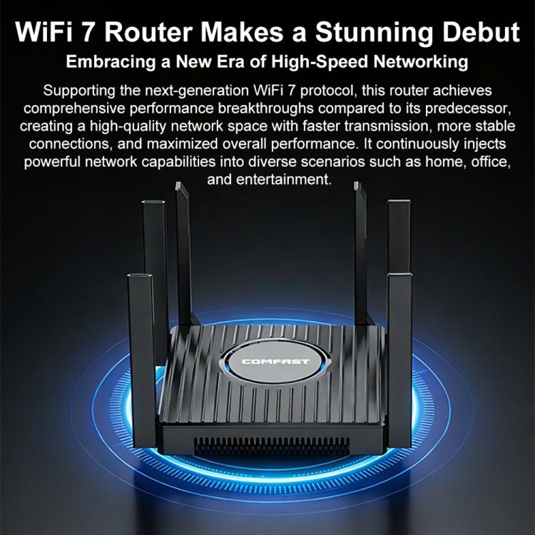 COMFAST CF-WR673BE WiFi 7 Gigabit Dual-Band 2700M Gaming Wireless Router, AU Plug, EU Plug, US Plug