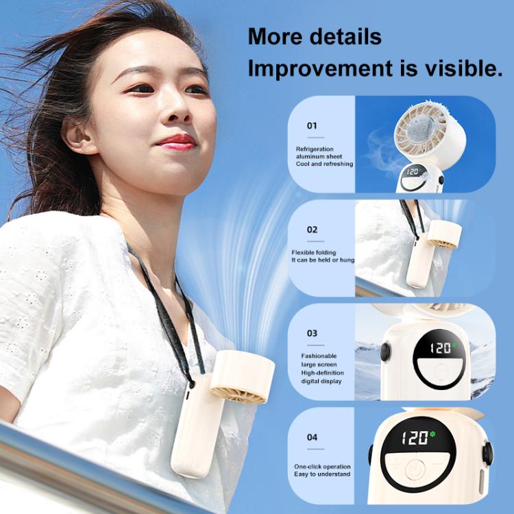 S-11 Apply Ice Neckband Handheld Foldable Fan with LED Display