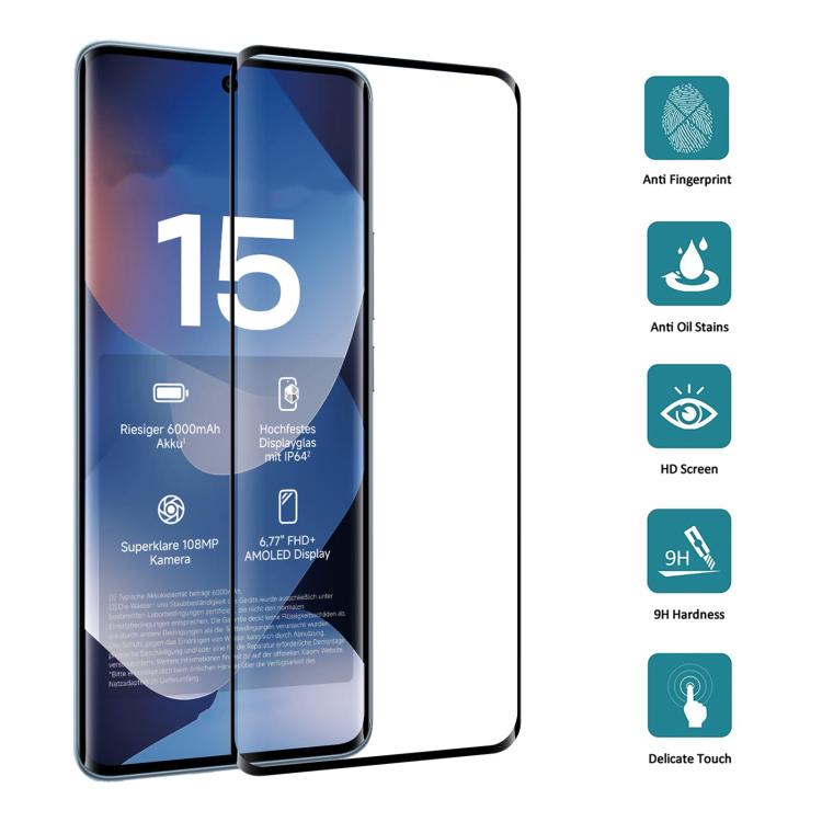 25pcs Edge Glue 9H HD 3D Curved Edge Tempered Glass Film, For Redmi Note 15 4G Global 164mm, For Redmi Note 15 Pro 4G Global 163.2mm